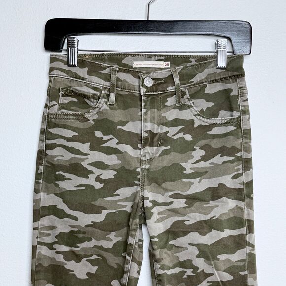 Levis 720 Womens High Rise Super Skinny Crop Camo Jeans Size 25 Green Stretch - Picture 2 of 7